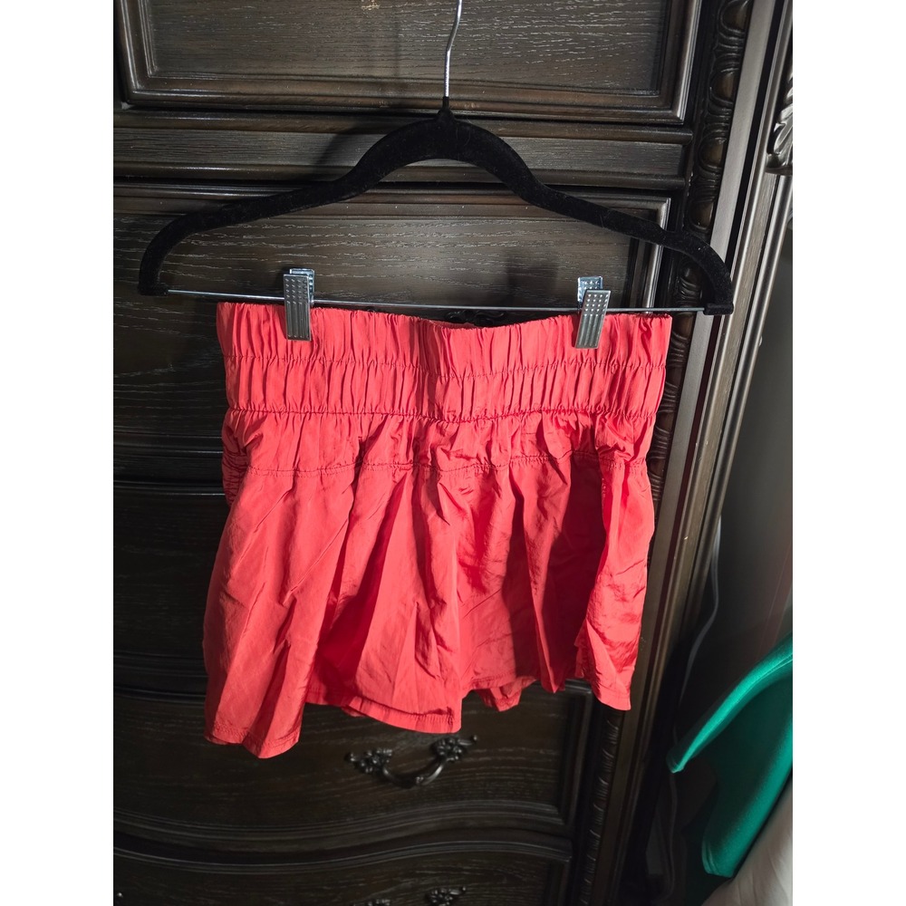 FP Movement Free People The Way Home Skort Red Orange Smocked High Rise Small